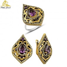 Gümüş Otantik Taşlı Set